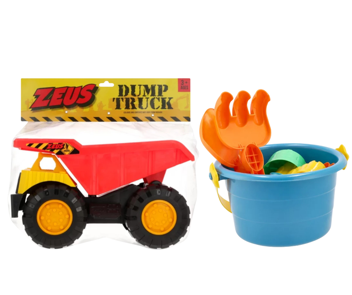 Complete Beach Fun Pack Gift Set:Dump Truck &amp; Beach Bucket with Accessories