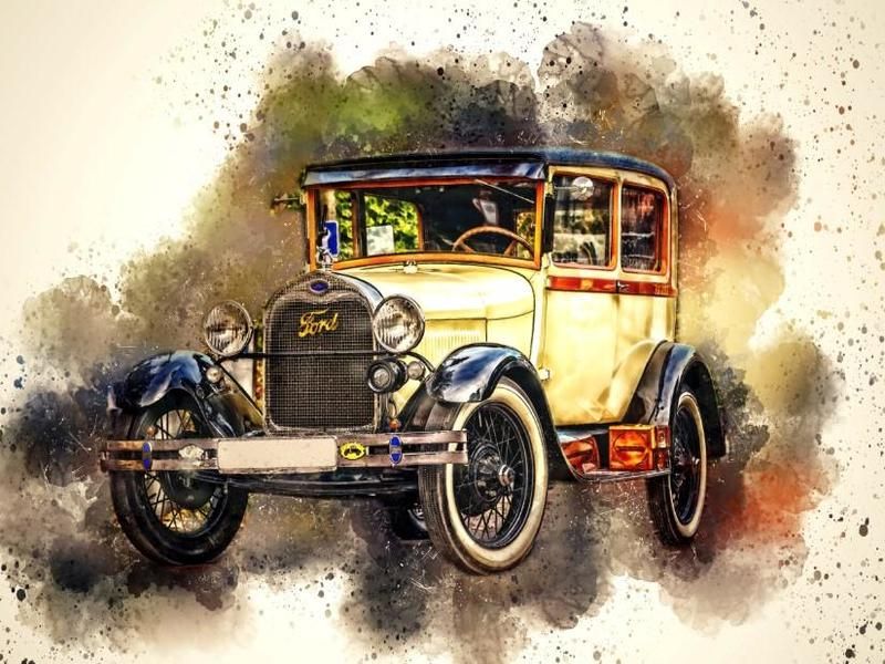 Premium Framed Canvas Print: Vintage Car (2)