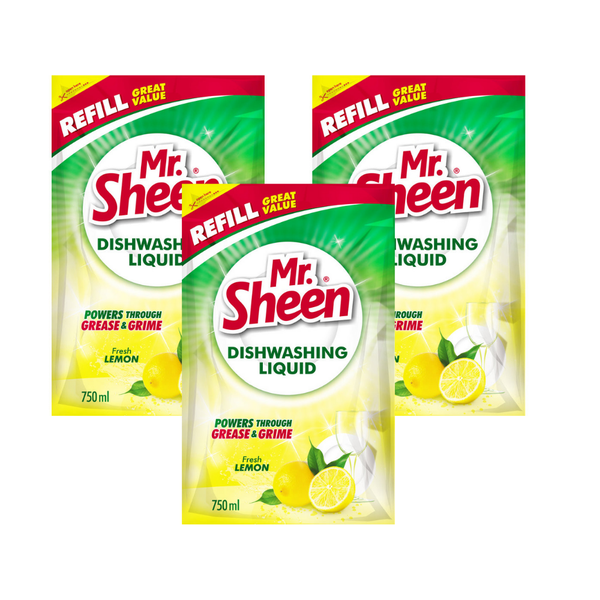 Mr Sheen Dishwashing Liquid - Fresh Lemon-750Ml x 3