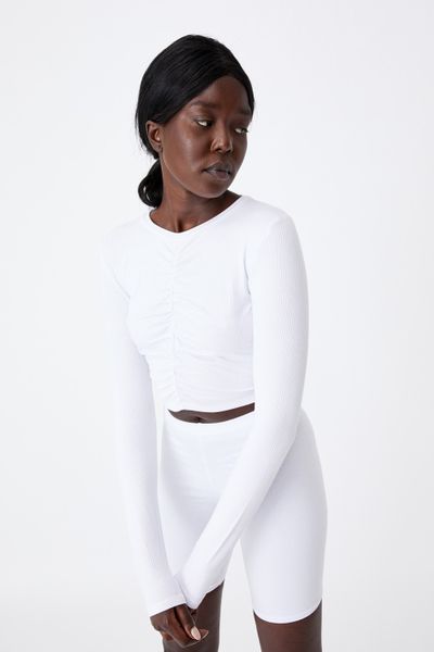 Women's Factorie Long Sleeve Cinch Front Top - White