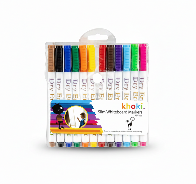 Khoki Slim Bullet Tip Whiteboard Markers 1.2mm 12 Piece
