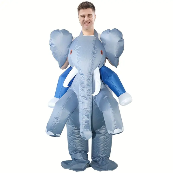 Halloween Festive Blue Elephant Inflatable Costume with Red Eyes