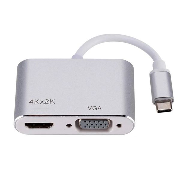 Type C male to HDMI and VGA female Adapter Cable