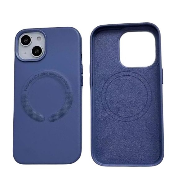 Blue Premium Leather Feel Cover Case with Mag-Safe For iPhone 13 &amp; 13 Pro