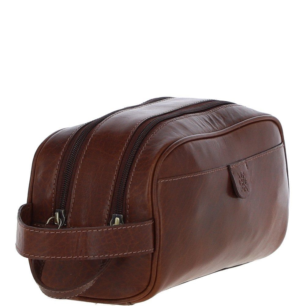 Men's Dual Zip Leather Wash bag
