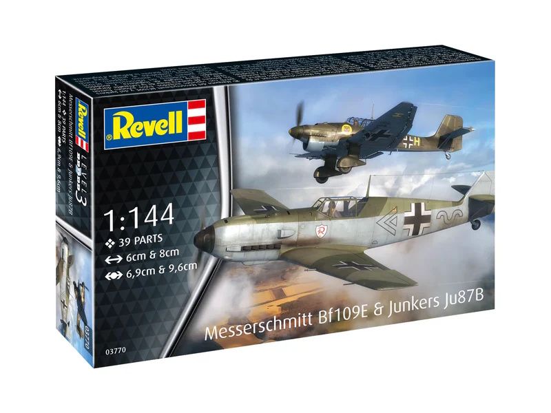 Revell 1/144 Bf109E &amp; Ju87B Stuka Planes Plastic Model Kit Set