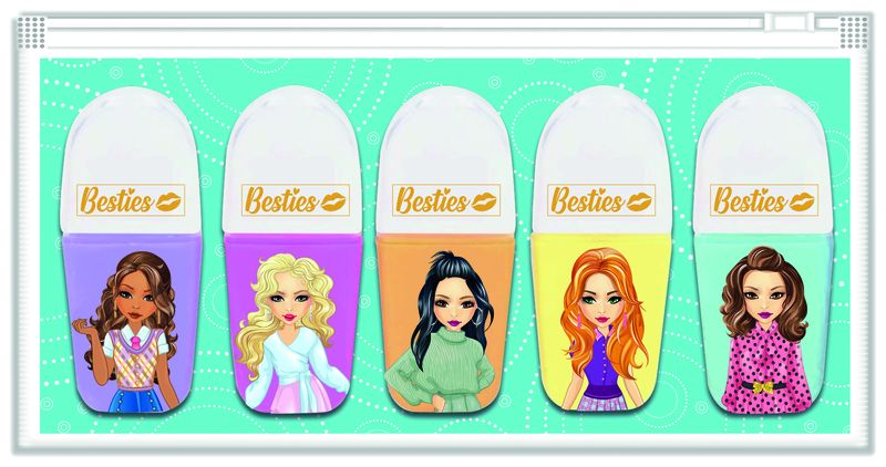 Besties - 5 Mini Markers In Re-Usable Wallet