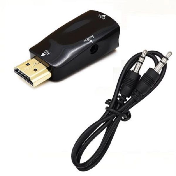 HD 1080P HDMI-Compatible To VGA Adapter Jack Audio Converter