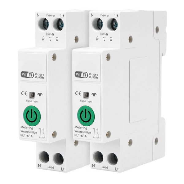 Smart WiFi Geyser Timer Switch 63A Breaker &amp; Energy Metering app 2PACK