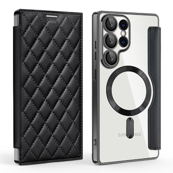 Magnetic Magsafe Leather Flip Cover Compatible With Samsung Galaxy S24 Plus