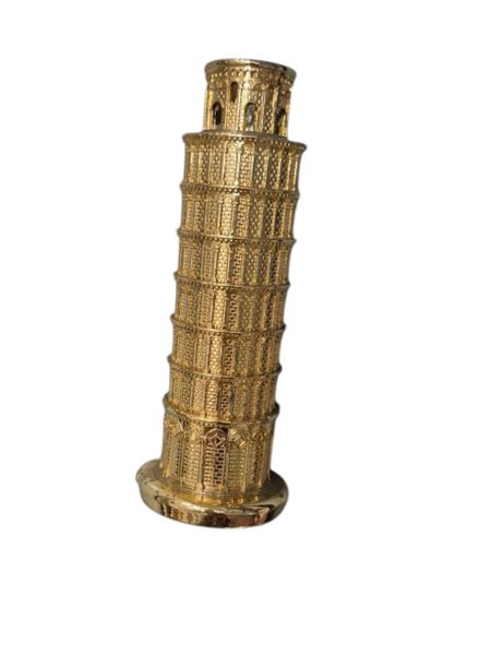 Gold Metal Leaning Tower of Pisa Statue - 22cm Architectural Landmark Décor