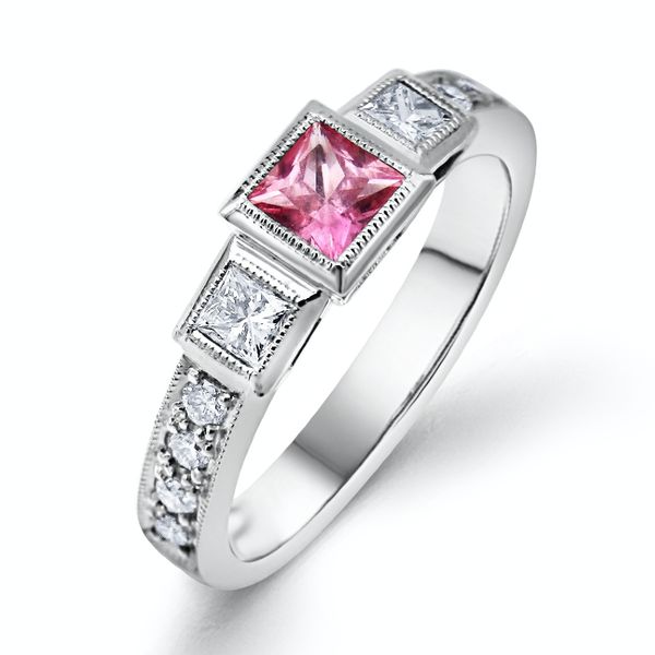 Morrisons Jewel 18k White Gold Natural Pink Sapphire Diamond Ring