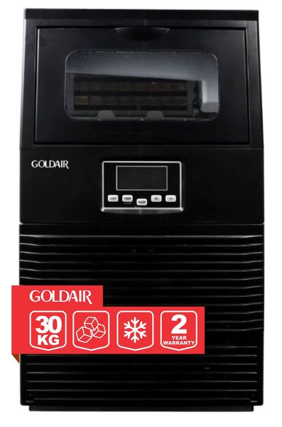 Goldair 30Kg/24Hrs Matt Black Commercial Plumbed-In Ice Maker Square Cubes