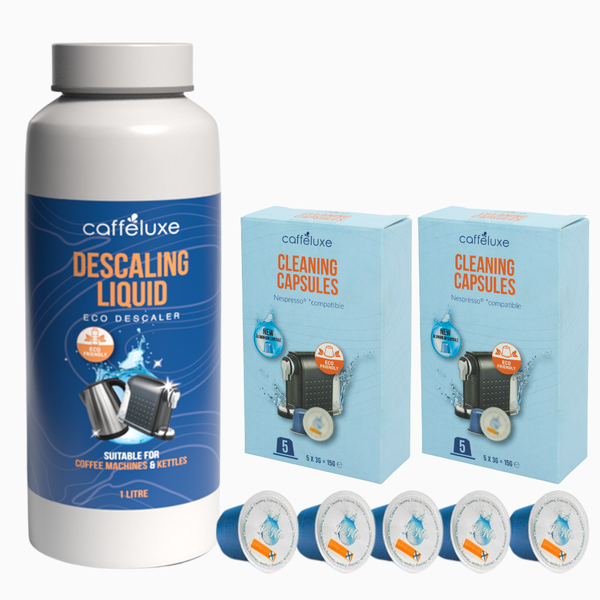 Caffeluxe 1L &amp; 10 Aluminium Cleaning Capsule Kit