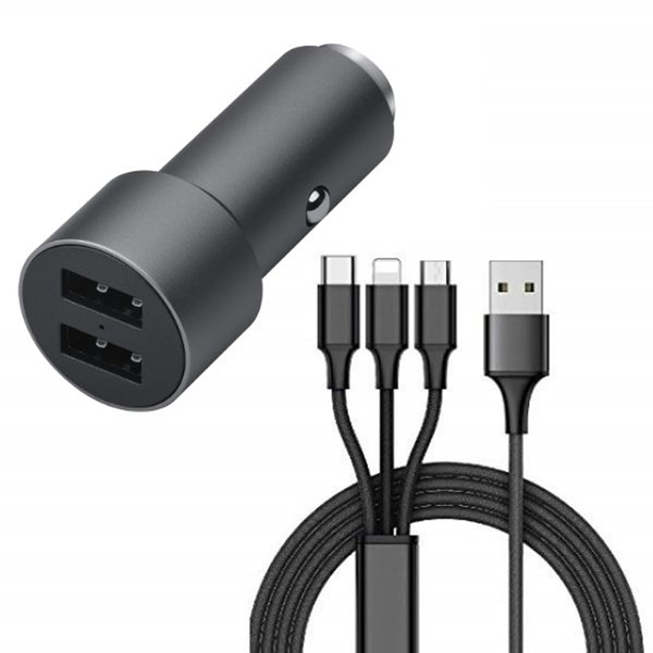 Car Charger with 3-in-1 Charging Cable