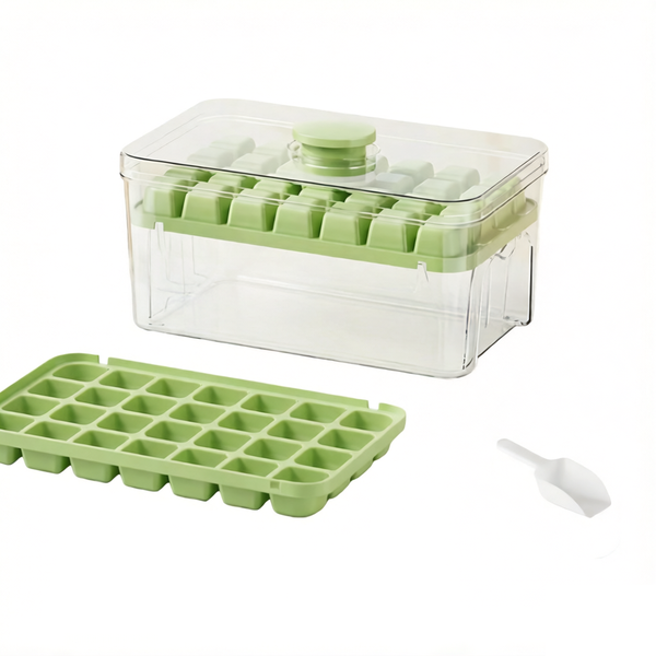 Easy Release Ice Cube Tray with Lid, Bin and Ice Scoop,2 Pack Ice Cube Tray
