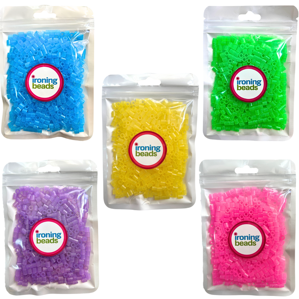 Ironing Beads - Glitter Bead Colour Pack - 2500 Beads (5 x 500 Ziplock Bag)