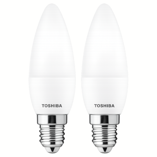 TOSHIBA E14 LED Candle Light Bulb 5W Cool Daylight 6500K - 2 Pack