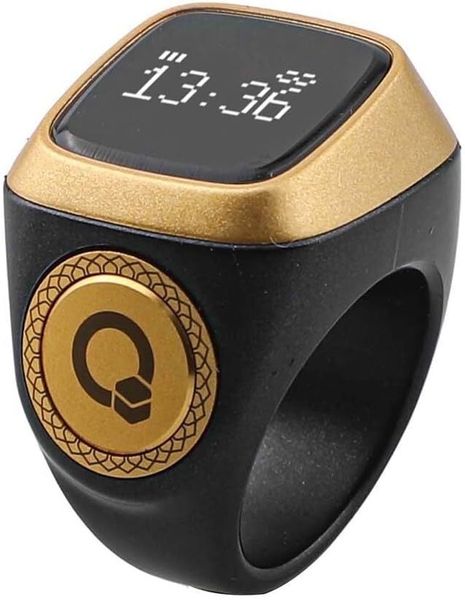 Smart Digital Prayer Ring Counter with OLED Display - 18mm Black