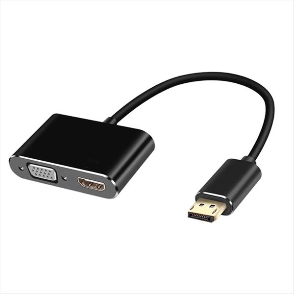 Dp To Hdmi-Compatible To Vga 2-In-1 Docking Station Aluminum Alloy