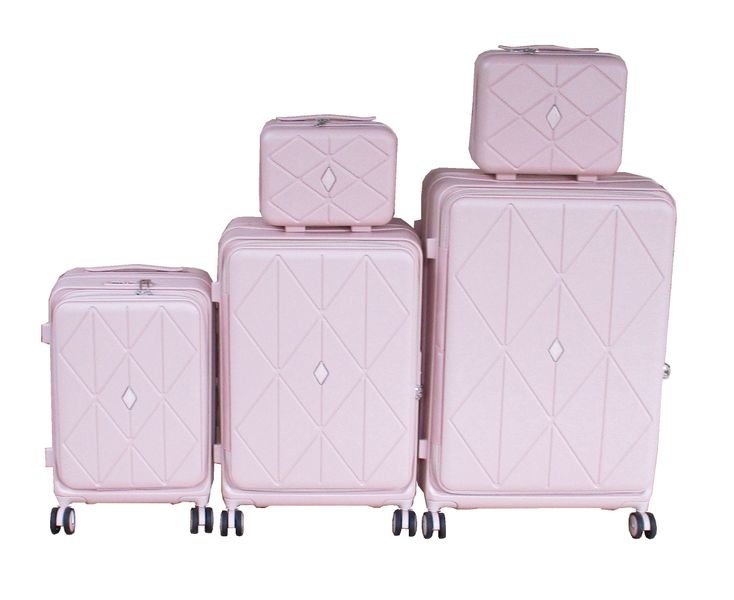 5-Piece Pink PC Spinner Luggage Set - TSA Lock, Vanity Cases Included