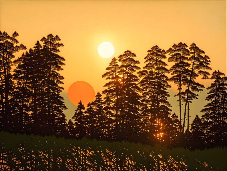 Canvas Wall Art - Forest Sunset Artwork