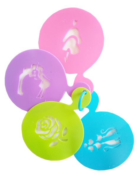 4 Piece Platic Coffee/Cake/Cupcake Stencils