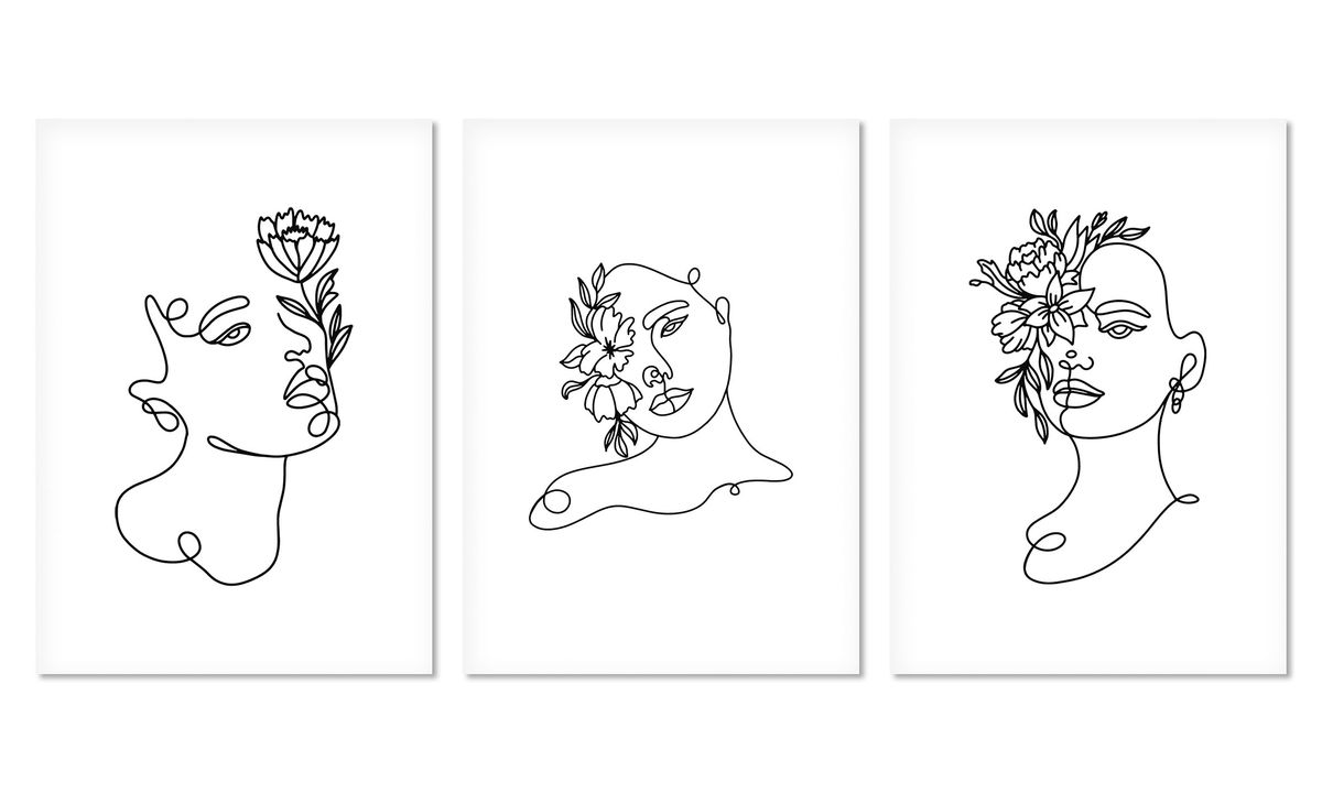 WALL ART: Line Art of Women - Set of 3