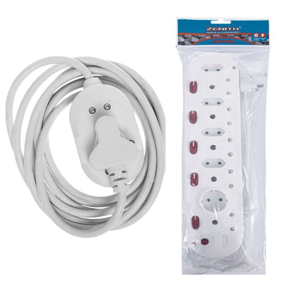 Multiplug 5x16A &amp; 5x2A Illuminated Switches + Extension Cord 3m Janus 10A