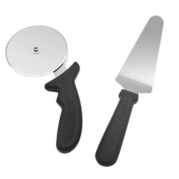 2 Piece Stainless Steel Pizza Cutter and Shovel Set