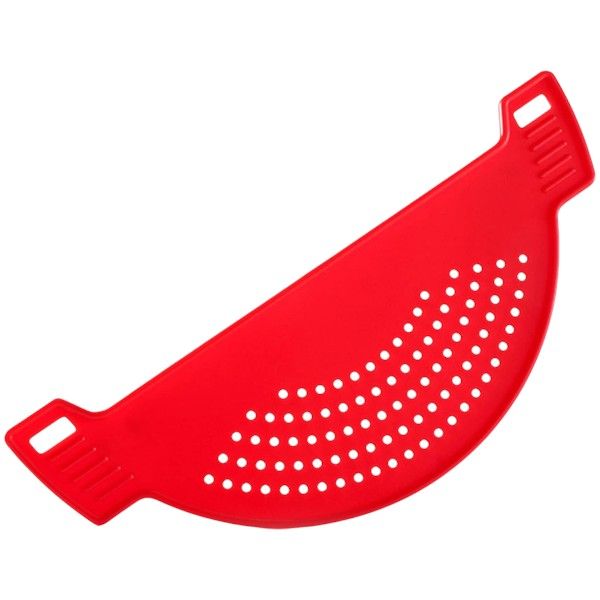 Curved Clip-On Perforated Strainer With Heat Resistance - Red