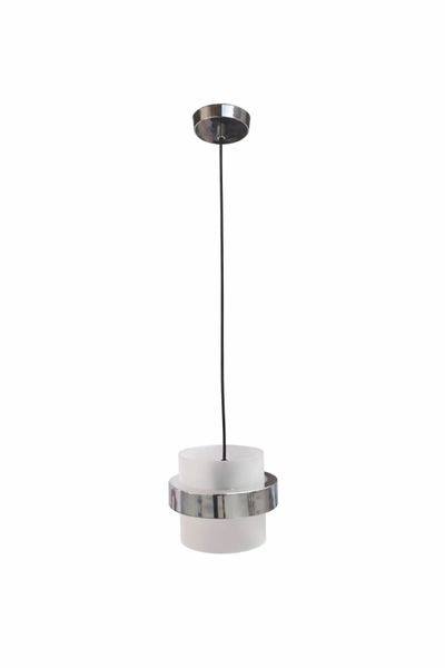 Modern Frosted Glass Cylinder Pendant Light with Chrome Accent-MRUL
