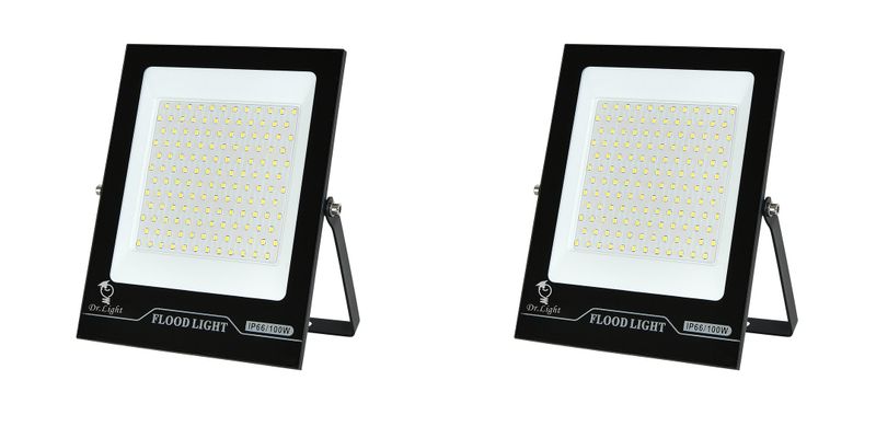 Set of 2 Dr Light 100W Mini SMD Slim LED Flood Lights for Outdoor