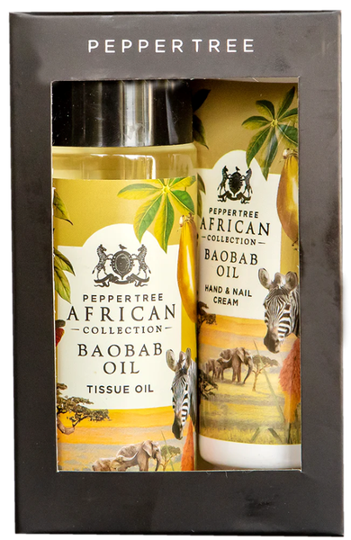 Pepper Tree African Baobab Hand &amp; Nail Cream &amp; Tissue Oil Gift Set