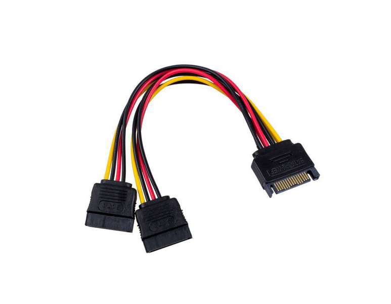 Power Splitter Y Cable Adapter to 1 Male to 2 Female -SATA