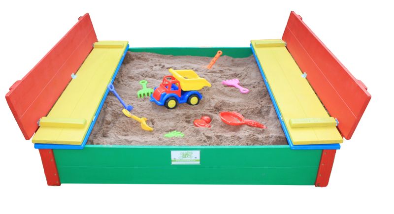 Just for Kids The Original 4 Seater Folding Bench Sandpit Multi Colour Finish - JFK0004