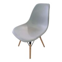 Plastic chair with Plastic seat and wooden legs-White