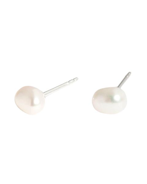 Sterling Siver Organic Freshwater Pearl Stud Earrings