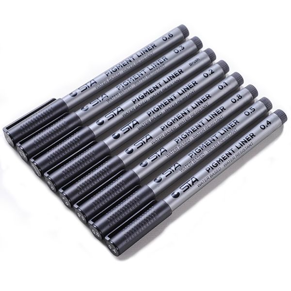 Black Sketch Pen Set of 9 - Art Pens