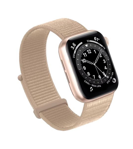 Stretchy Nylon Watch Strap With Velcro Clasp For Apple - White Stone