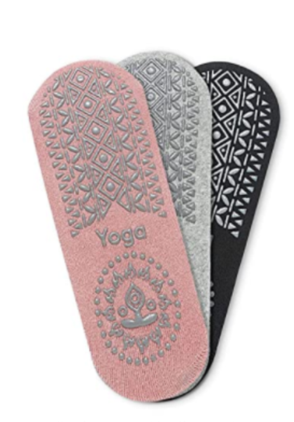Women Non-Slip Gripper Soles Yoga Socks - 3 Pairs