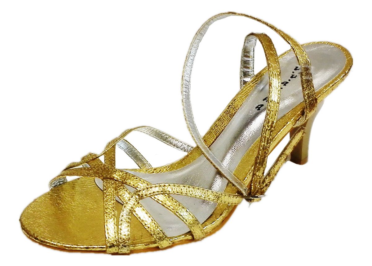 Lavanda Gold PU Low Heel Sandals with Ankle Strips - L08H170 | Buy ...