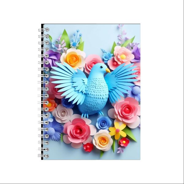 White And Blue Bird Rainbow Flowers Notebook Gift Idea A4 Notepad Pad 108
