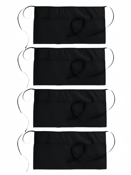 Server Apron with 3 Pockets, Waist Apron for Waiter Waitress - 4 Pack