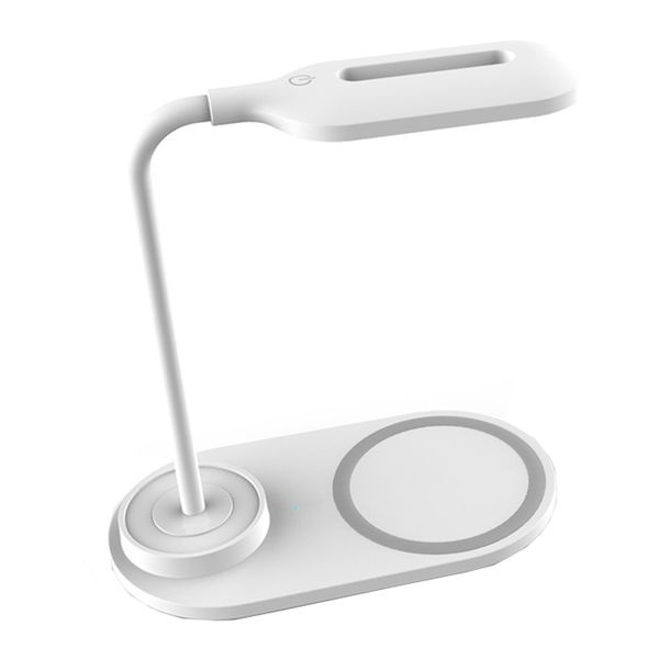 Adjustable 3 Color Modes LED Desk Lamp With Wireless Charging - White