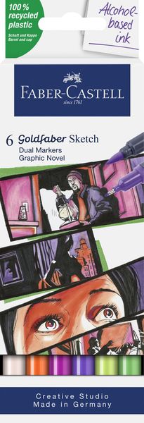 Goldfaber Alcohol Double Tip Sketch Marker, 6ct set, Graph Nove