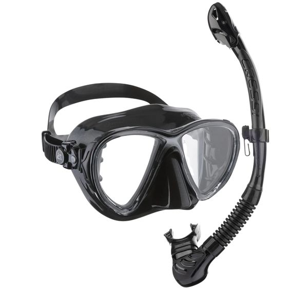 Cressi Snorkel Set | Big Eyes Evolution Mask and Ultra Dry Snorkel - Black