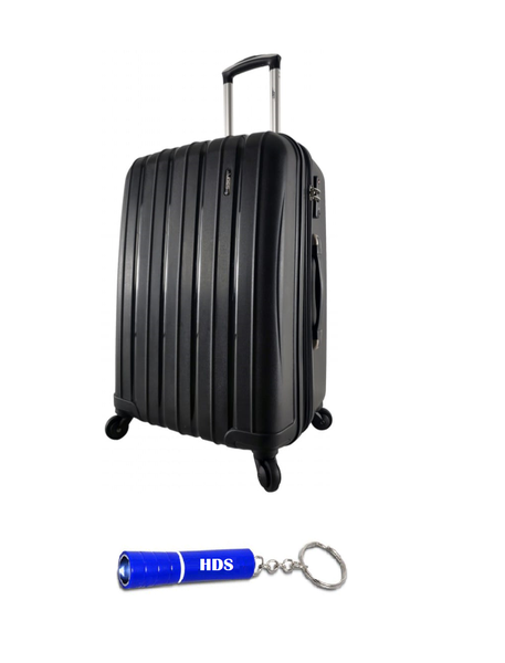 Voss 66cm Lockable Hard Shell TSA Lock Suitcase - Black with HDS Torch