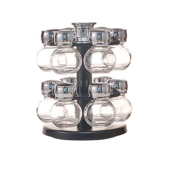 12 Bottle Spice Jars Double Layer Rotating Seasoning Set Nordic Style