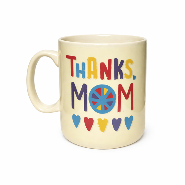 Thanks Mom Ceramic Mug - Colourful Heart Design Gift